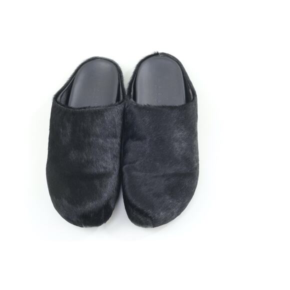 Marni Black Long Hair Calfskin Fussbett Sabot Mule Flats Slippers Size 41 main image 6